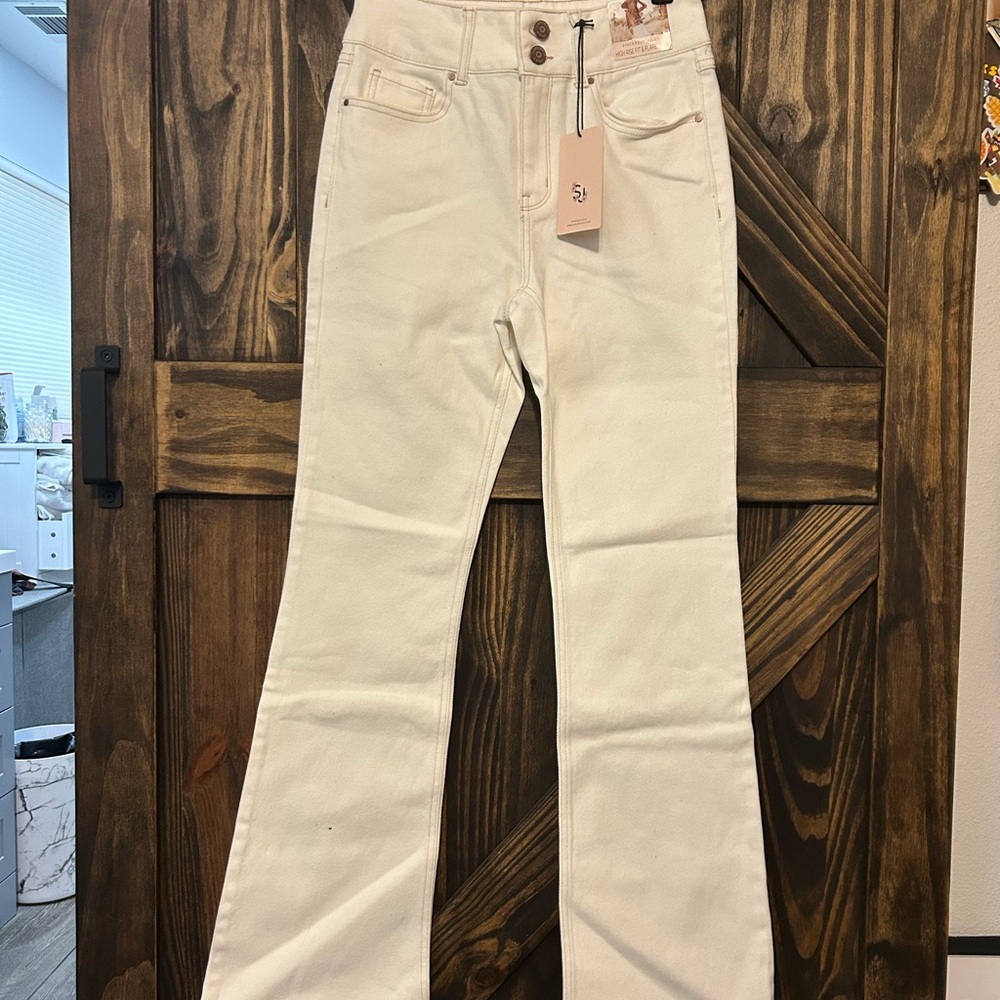 Sincerely Jules Cream Flare Jeans